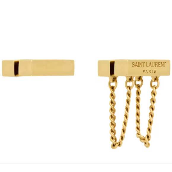 Saint Laurent Jewelry - YSL Gold Chain Bar Earrings